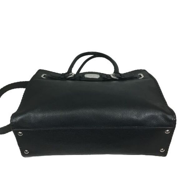 Michael Kors Hamilton Est. 1981 Black Leather Shoulder Satchel Tote Bag Purse - Picture 15 of 16